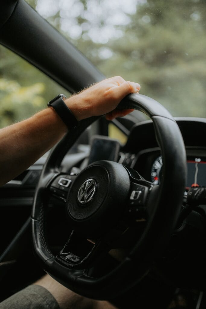 Brave Man driving VW